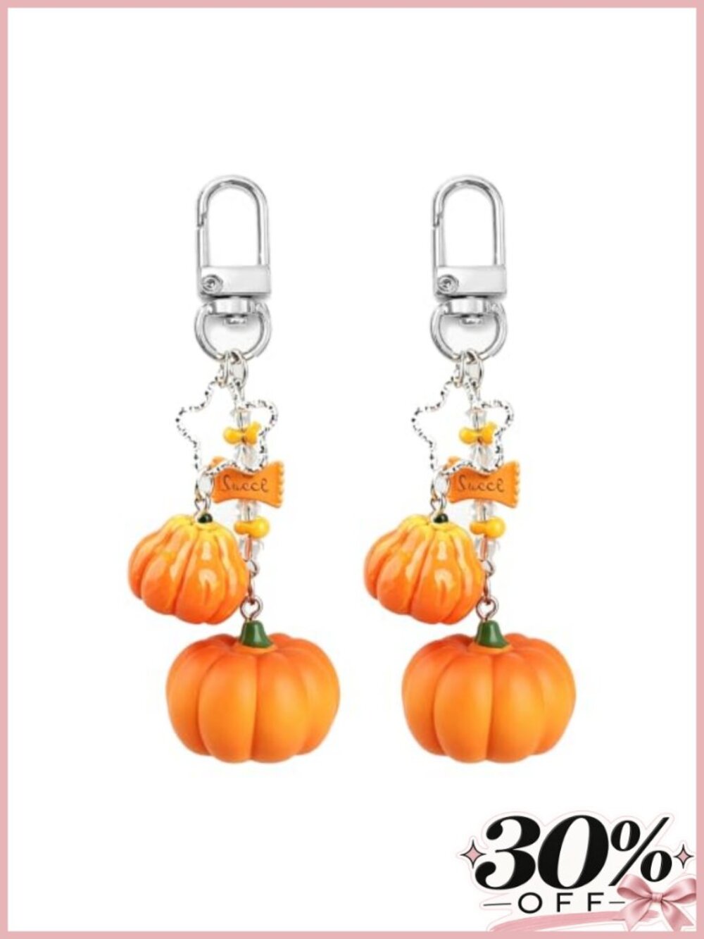 3D Pumpkin Resin Bag Charm Kawaii Halloween Thanksgiving Keychain